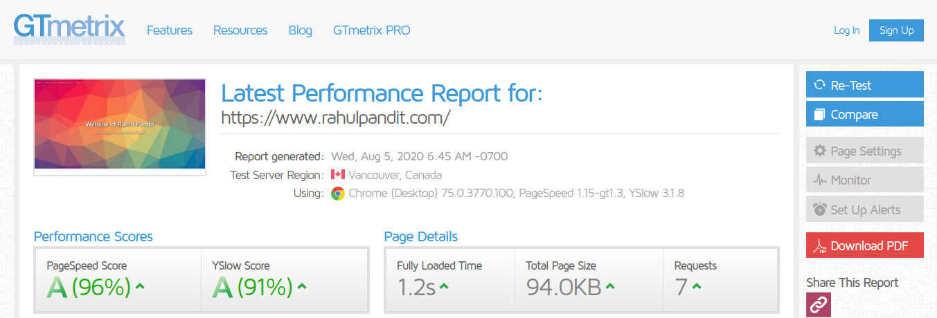 PageSpeed Insights Mobile